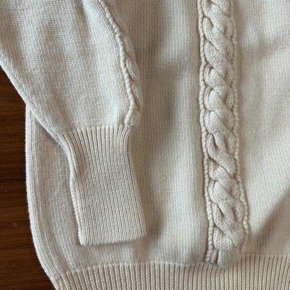 Vintage Capriccio 100% Wool Cream Cableknit Sweater, Made in Italy, Medium - Picture 6 of 9